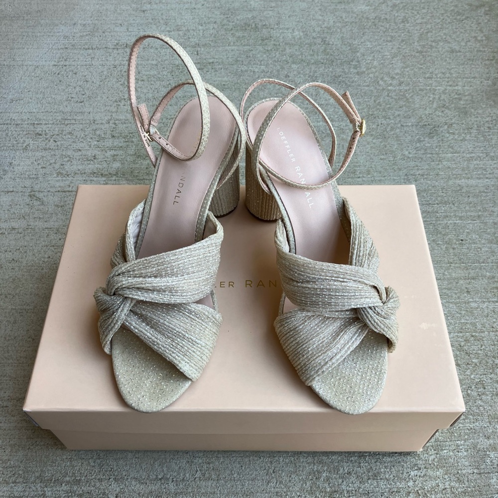 Loeffler Randall Reed Pleated Twist Heel, cream, size 8, worn once.